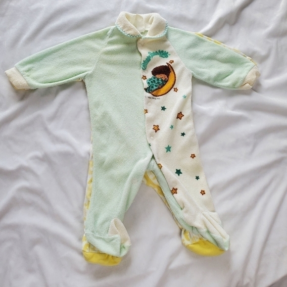Vintage Baby Cabbage Patch Kids Terry Cotton Footies Sleeper Pajamas - Picture 12 of 12